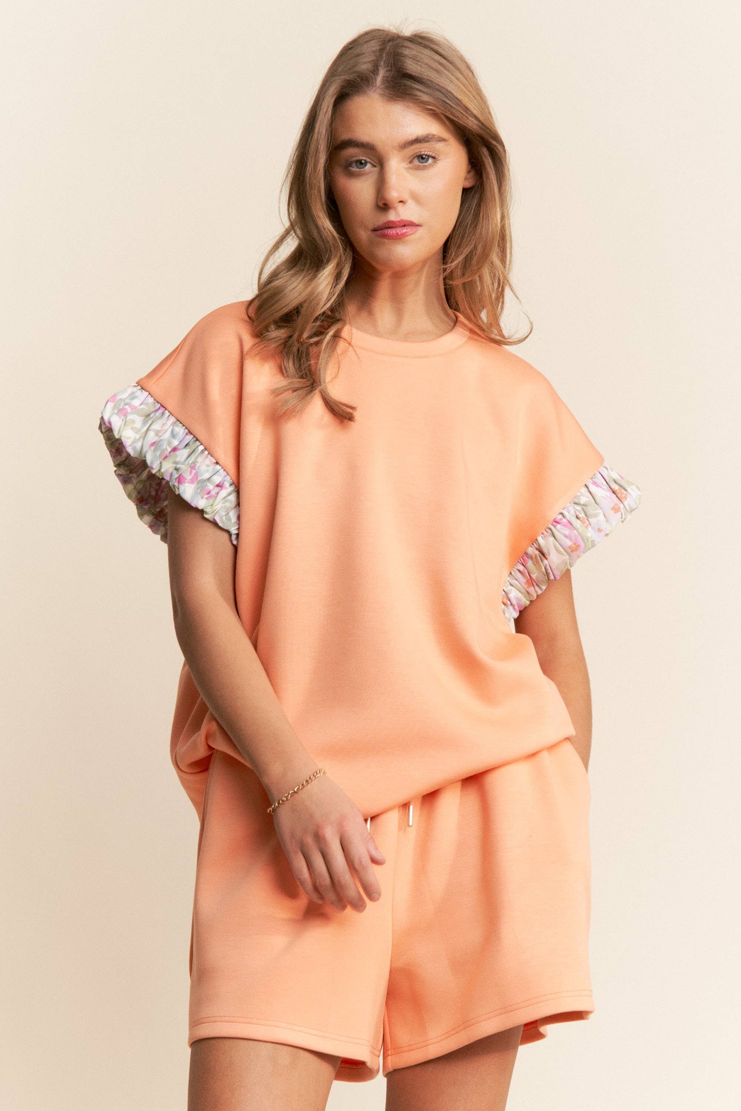 Floral Print Short Sleeve Top and Shorts Set