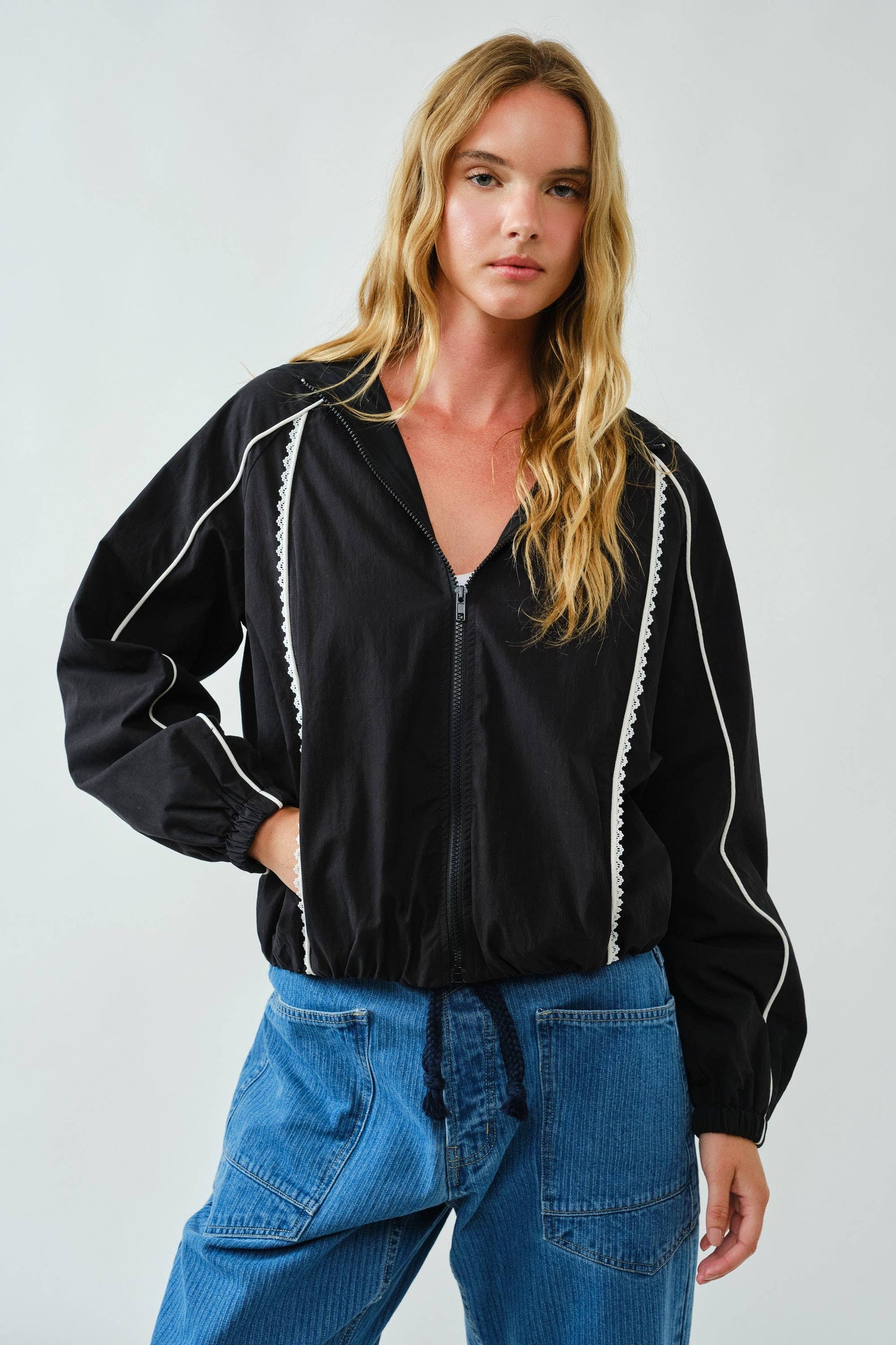 LACE TRIM ACTIVE RAINCOAT JACKET