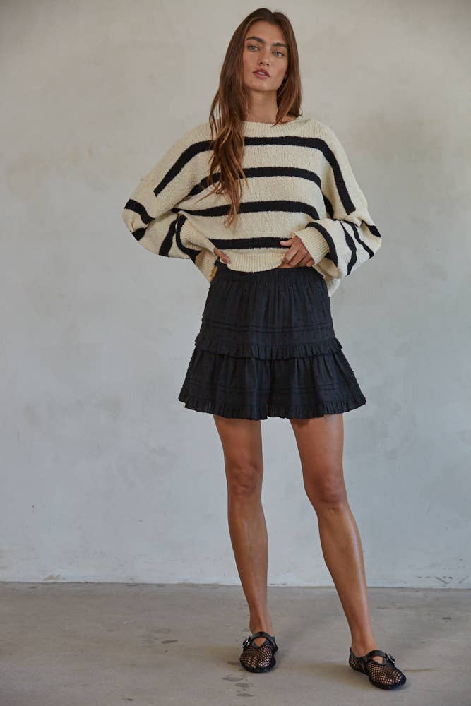 Woven 100% Cotton Tiered Ruffle Detail Mini Skort