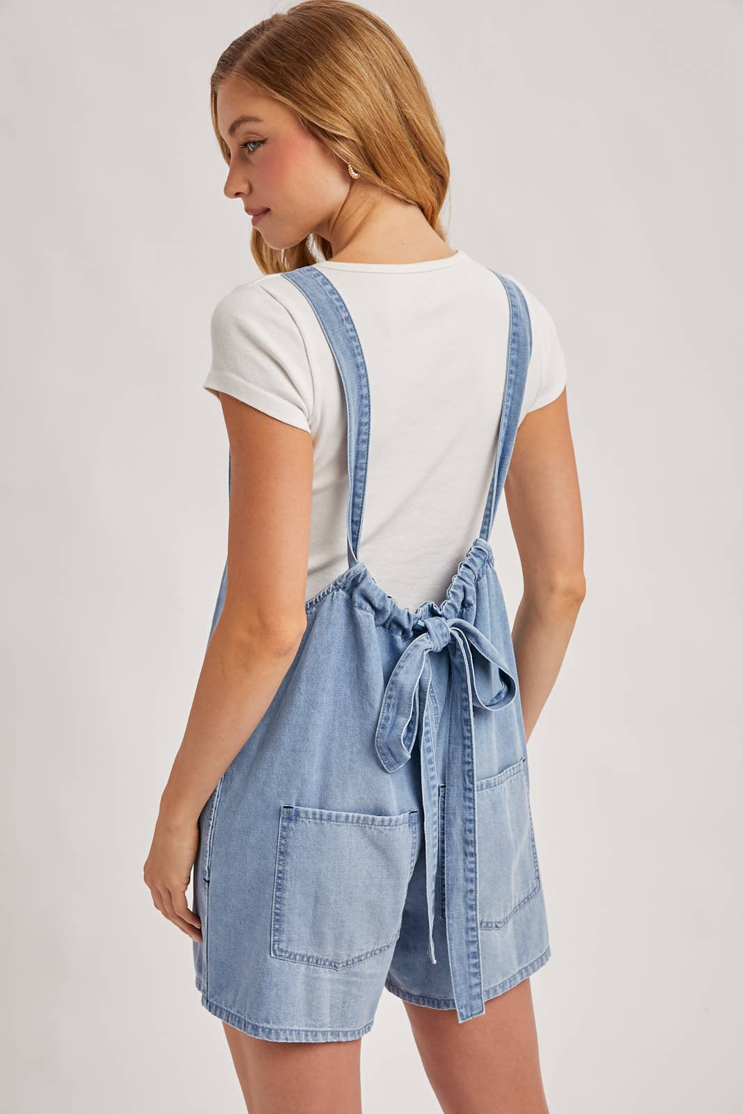 DENIM WASHED SHORTALLS ROMPER