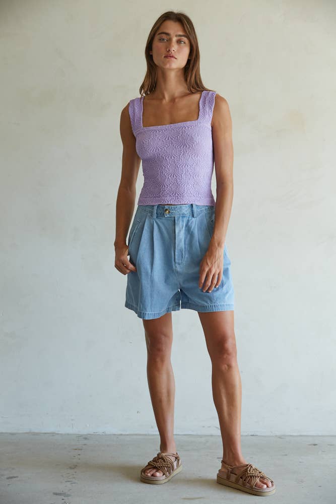 Knit Modal Nylon Spandex Seamless Jacquard Tank