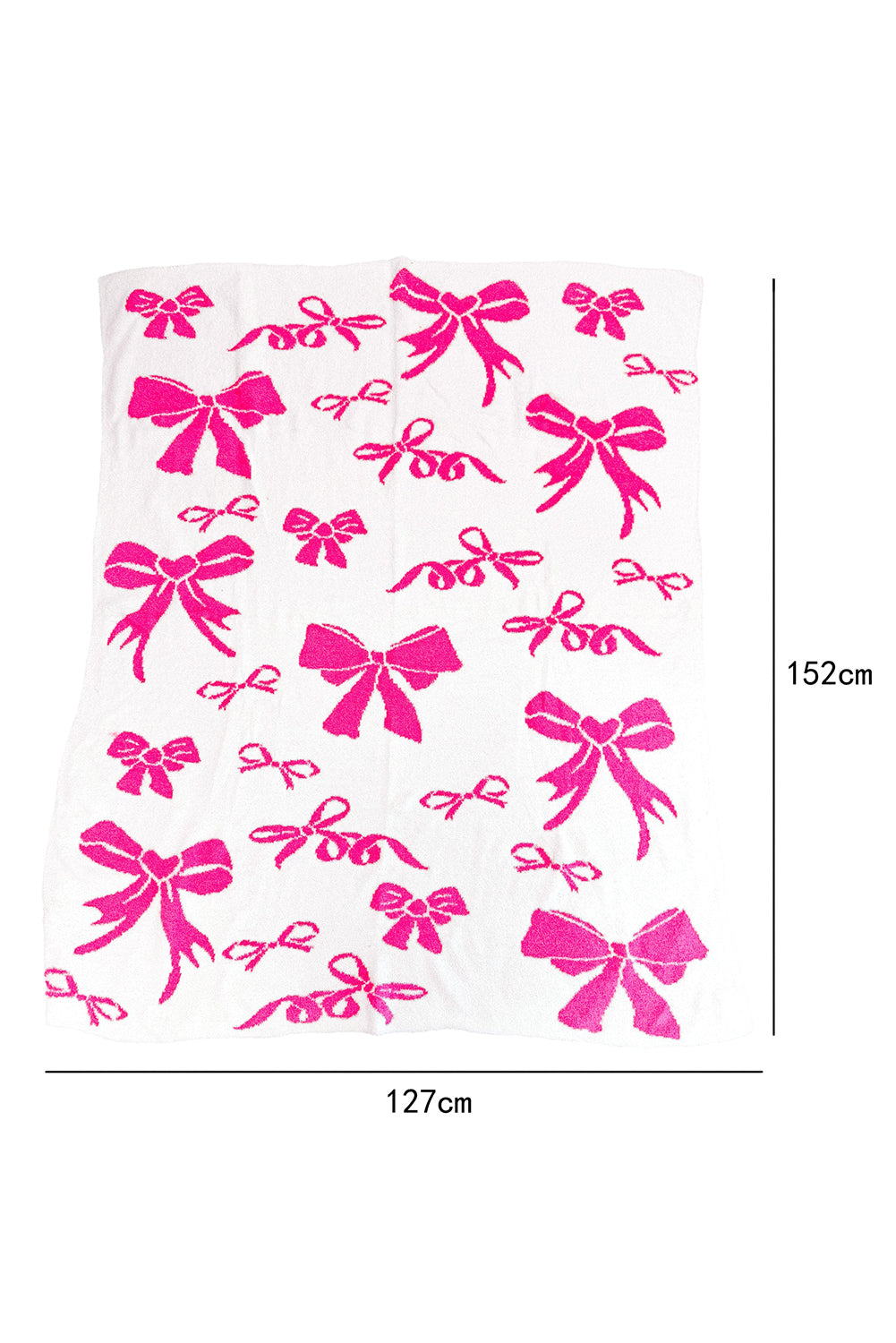 Rose Red 127*152cm Bow Printed Cozy Soft Throw Blanket