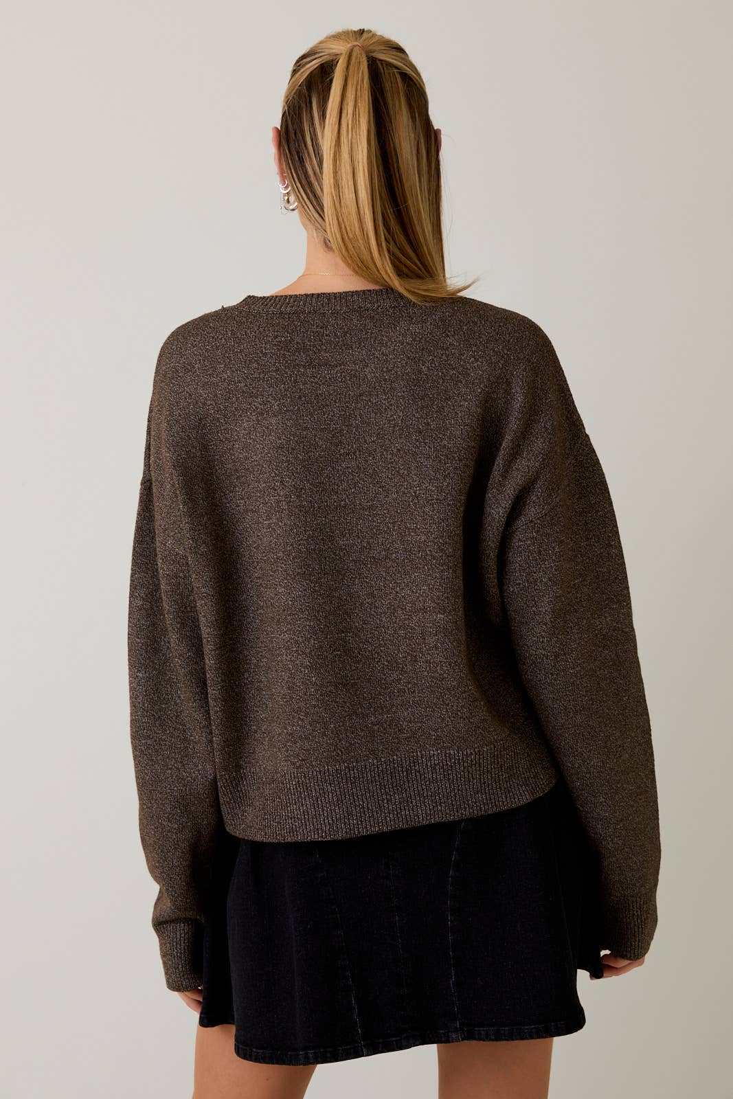 CREW NECK 'COFFEE IS CALLING' SWEATER TOP
