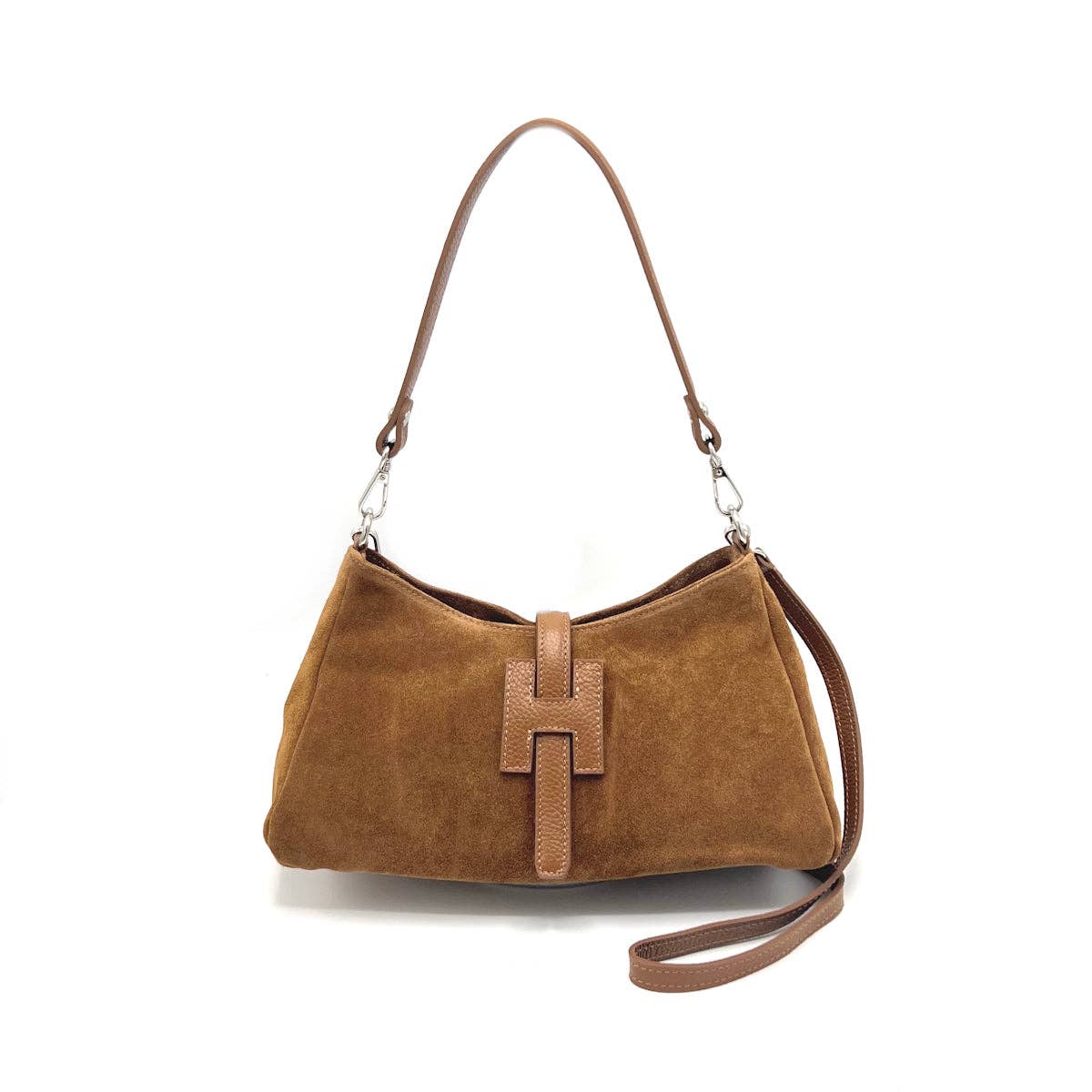 Suede leather shoulder bag, Made in Italy