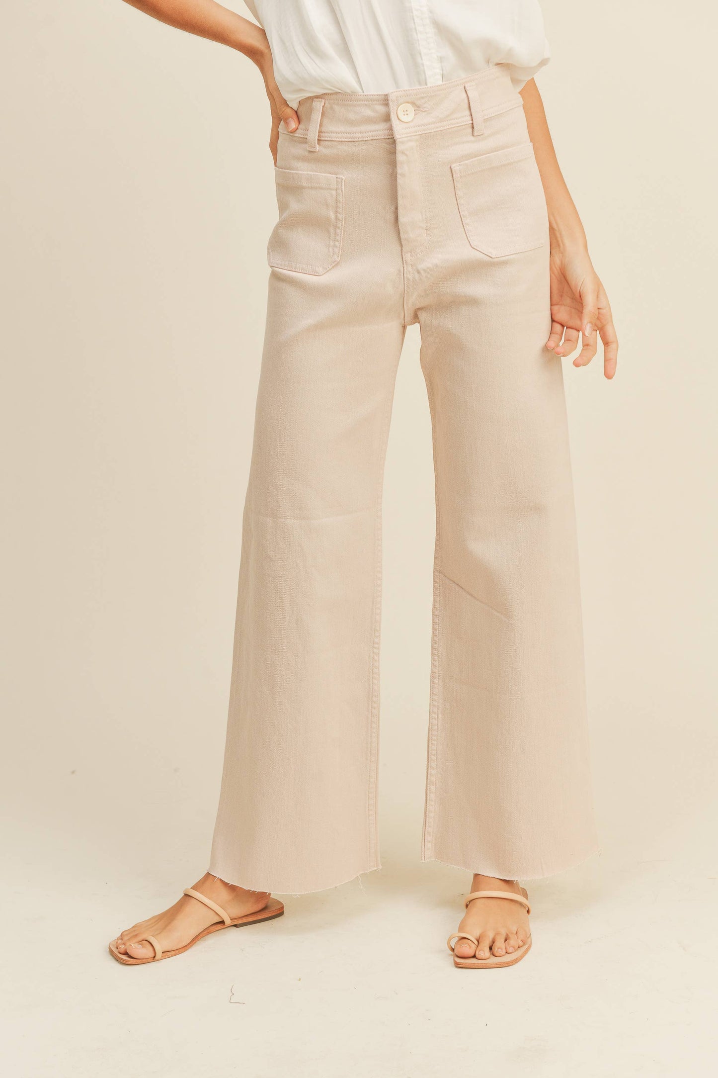 MMP1913   STRAIGHT WIDE LEG PANTS WITH FRONT POCKET