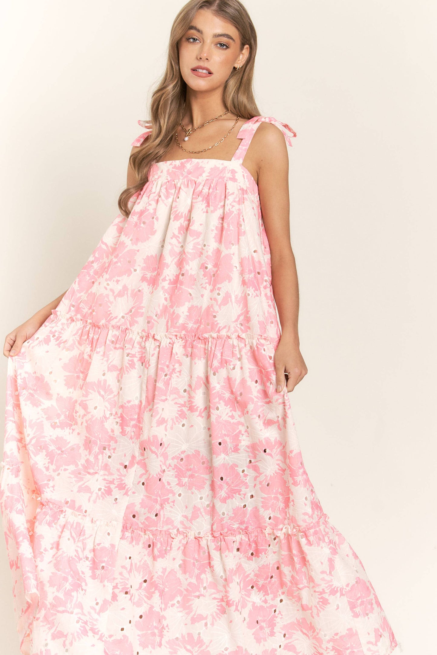 Floral Bandeau Maxi Dress With Tie Straps