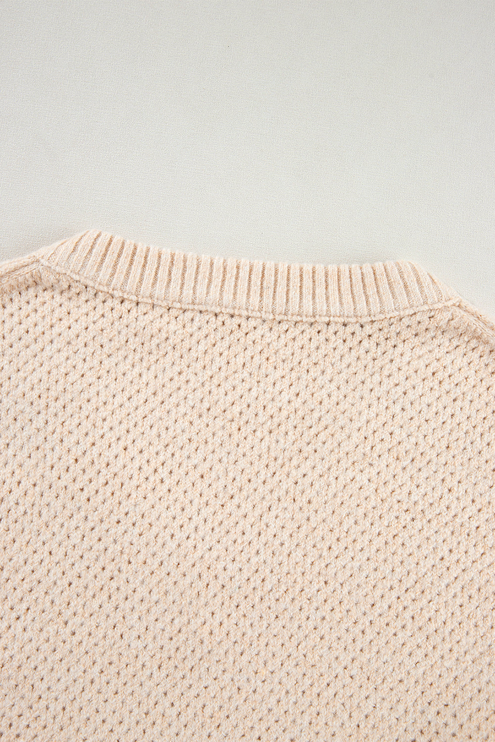 Parchment Plain Oversized Hollowed Knit Sweater