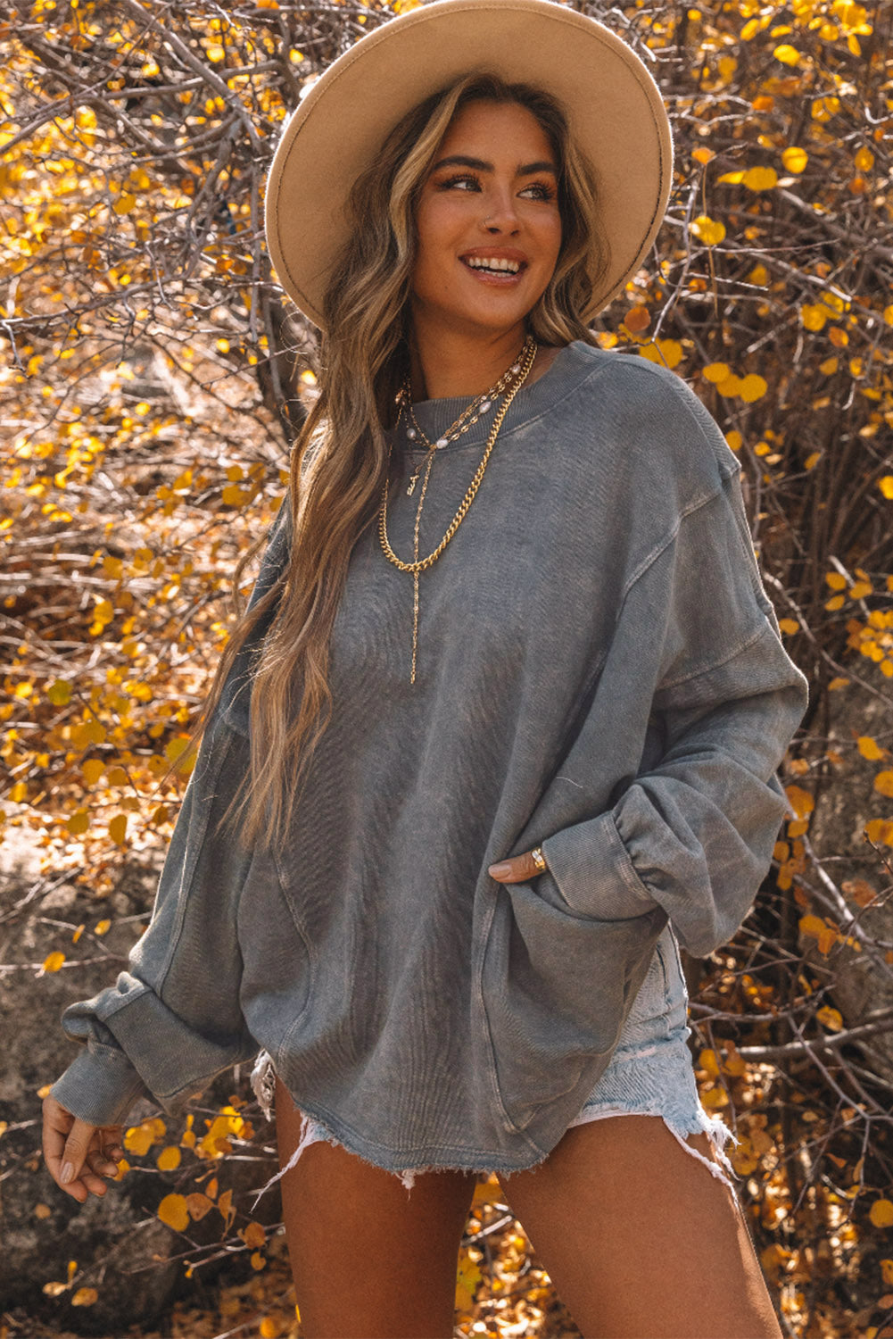 Gray Twist Butterfly Oversized Sweatshirt