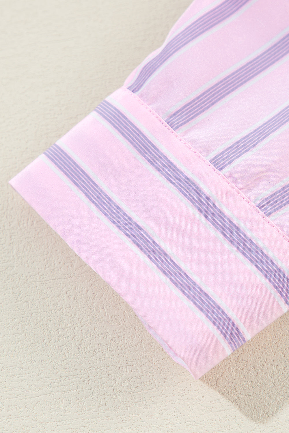 Pink Casual Stripe Chest Pocket Shirt