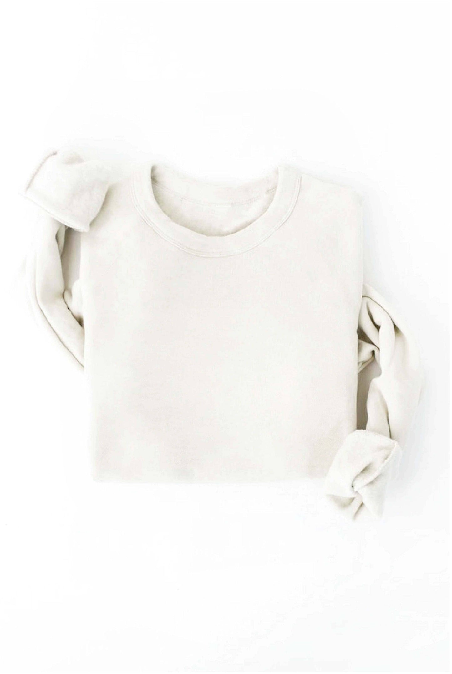 Premium Basic Solid Graphic Sweatshirt: VINTAGE WHITE LONG SLEEVE / M