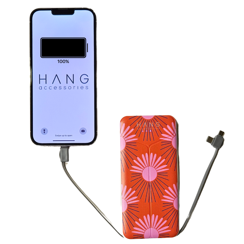 8,000mAh Portable Charger with Built-In Cables – Burning Sun