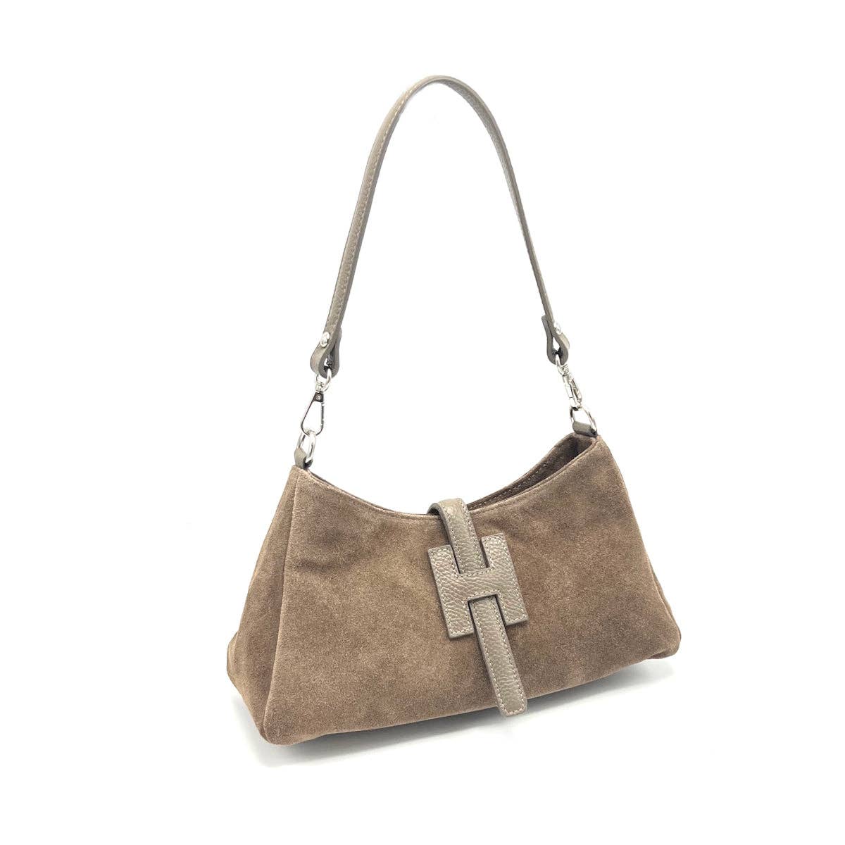 Suede leather shoulder bag, Made in Italy