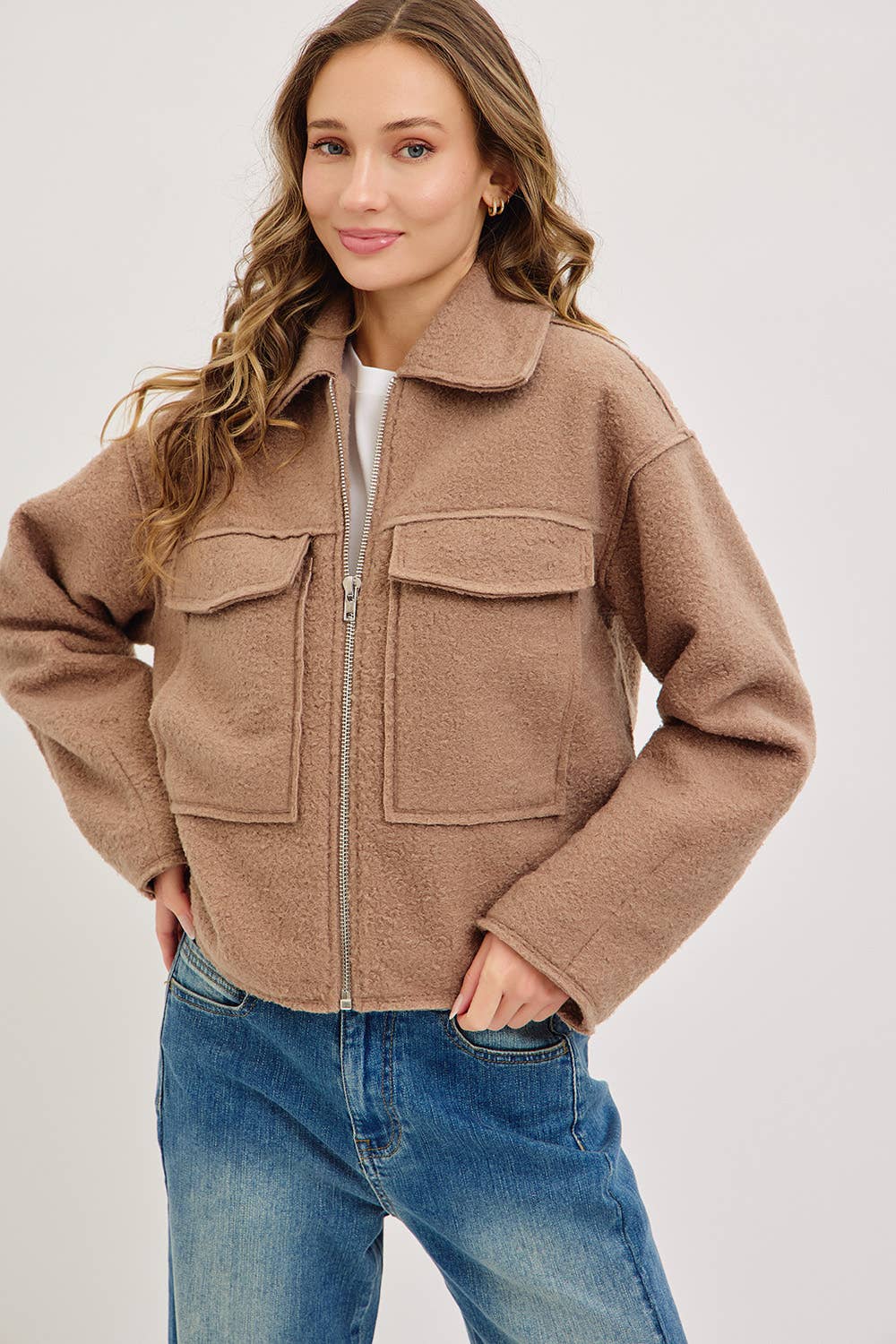 TEXTURED BOMBER JACKET/OUTERWEAR