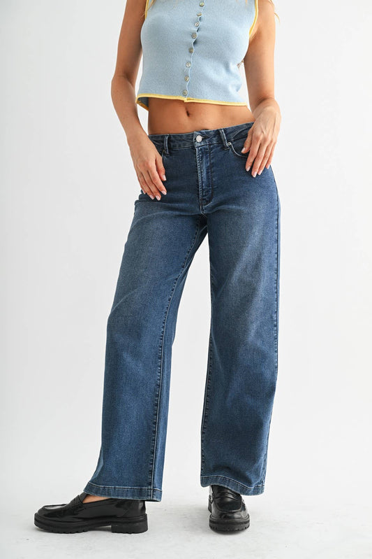 Slim Wide Comfort Sweat Jean - DARK DENIM - DP831-S